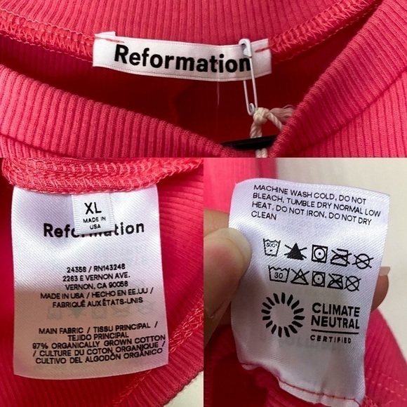 Reformation Top Gerard Back Cutout Stretchy Ribbed Fitted Tee Snapdragon XL NWT - Picture 3 of 5